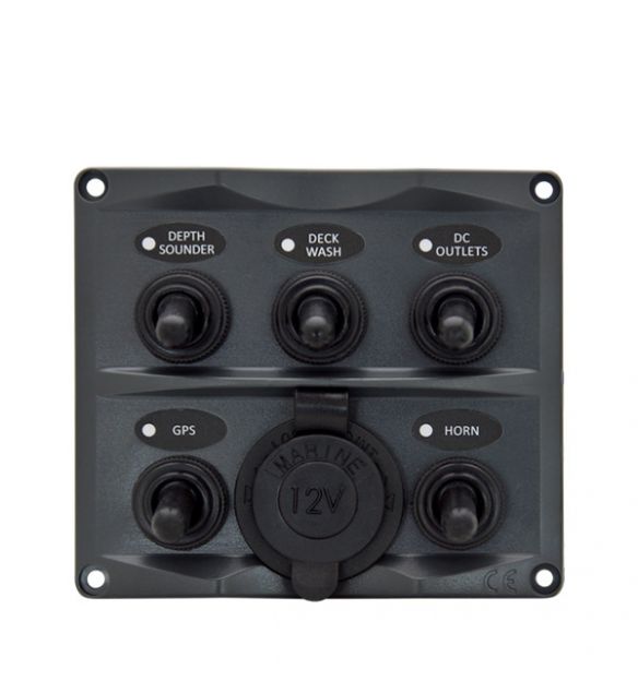 Guardian Toggle Switch Panel 5P with Cig Lighter Socket