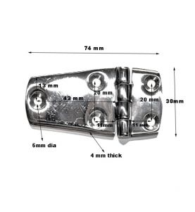 Stainless Steel Cabinet Hinge 38 x 74