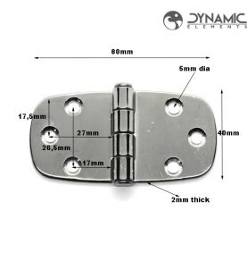 Hinge Equal 40 x 80 x 2mm - Stamped