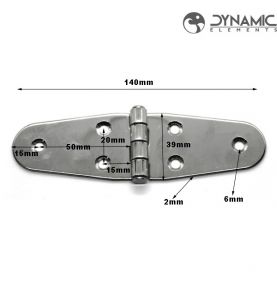 Hinge Equal 39 x 140 x 2mm - Stamped