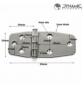 Hinge Cabinet 39 x 98 x 2mm - Stamped