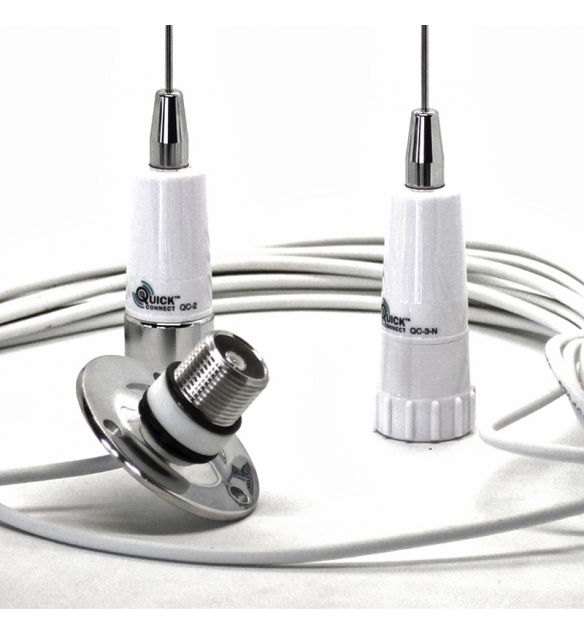 Shakespeare Boat VHF Antenna QC3 With Pedestal Mount Base
