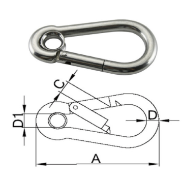 316 Stainless Steel Spring Hook with Eyelet