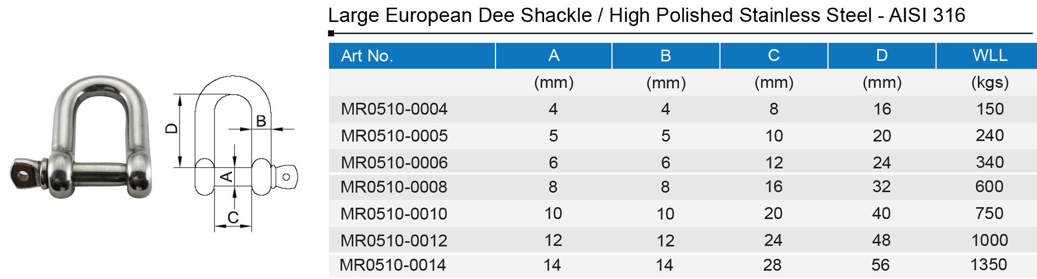 Stainless Steel D Shackle