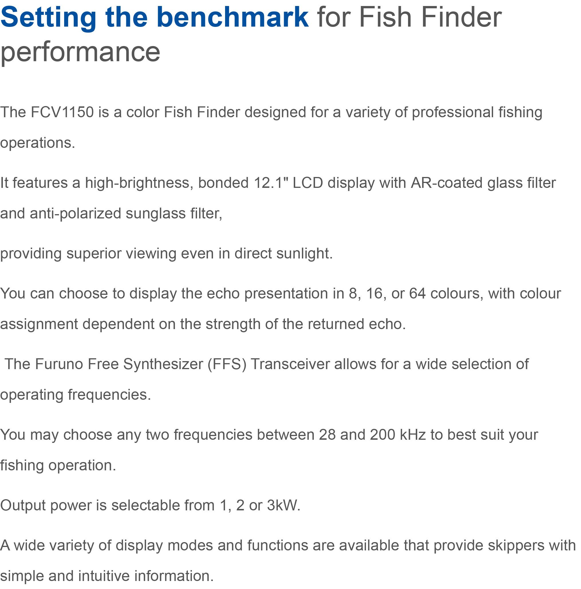 Furuno Fish Finder FCV1150