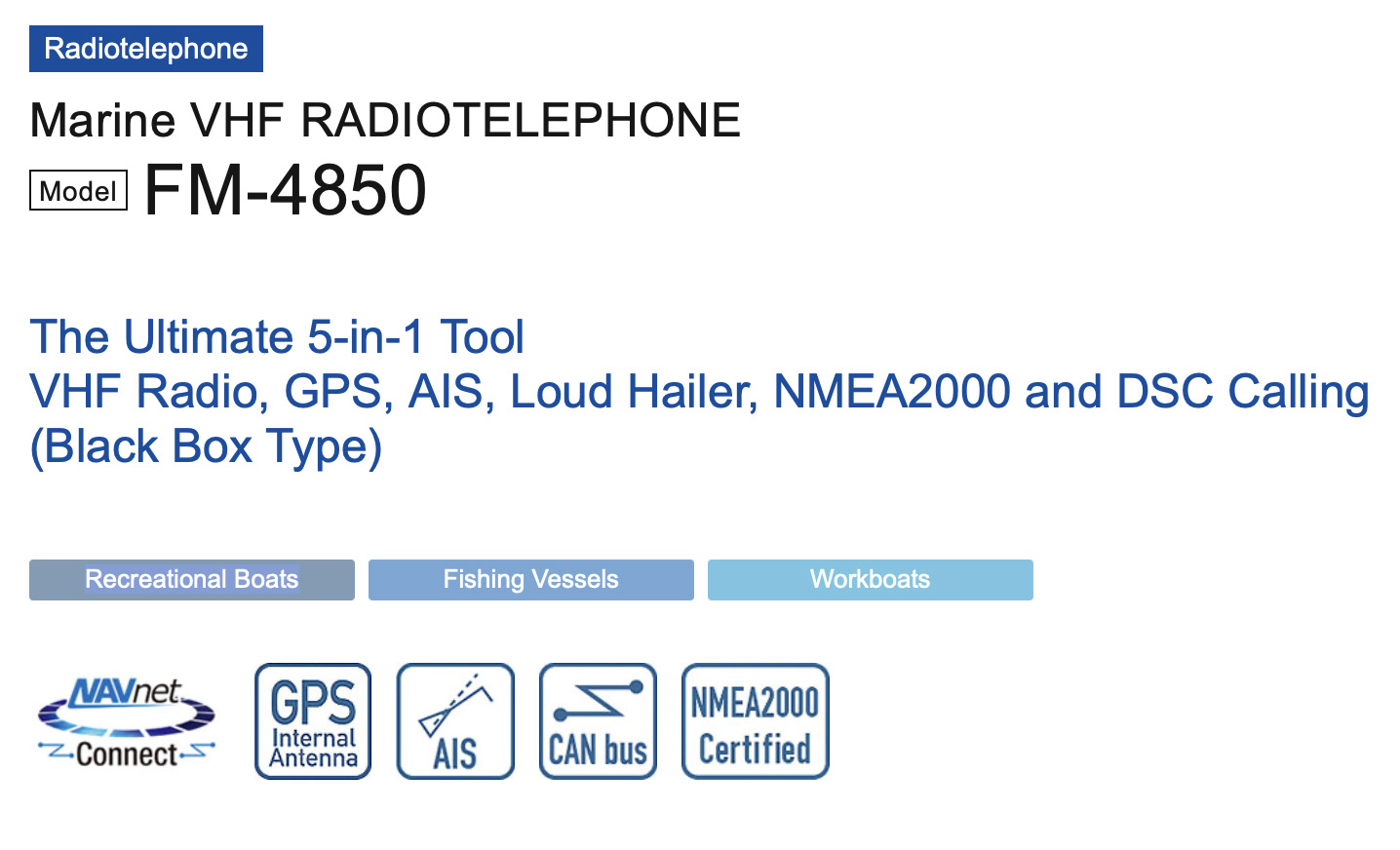 Furuno FM4850 VHF Radio