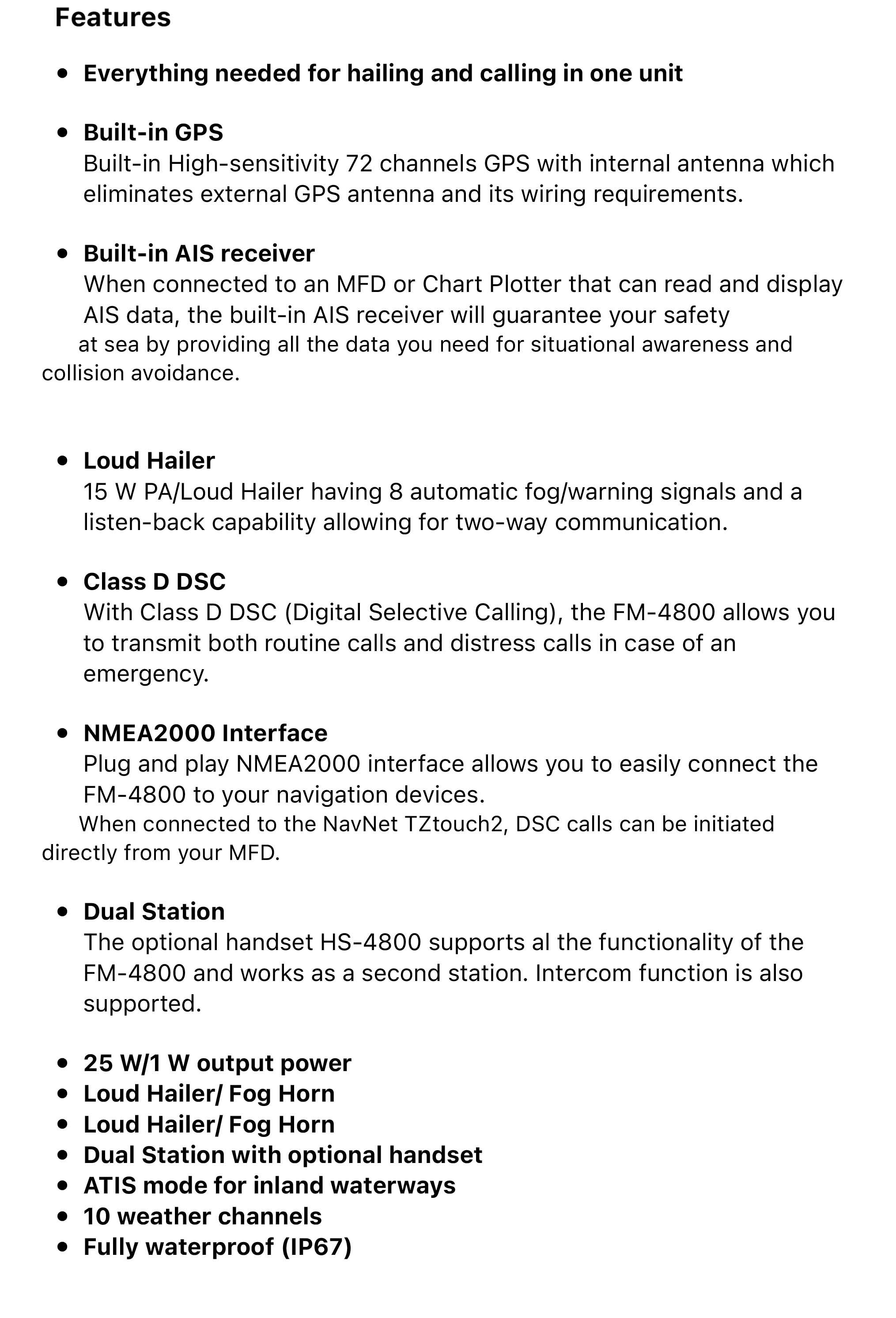 Furuno FM4800 VHF Radio