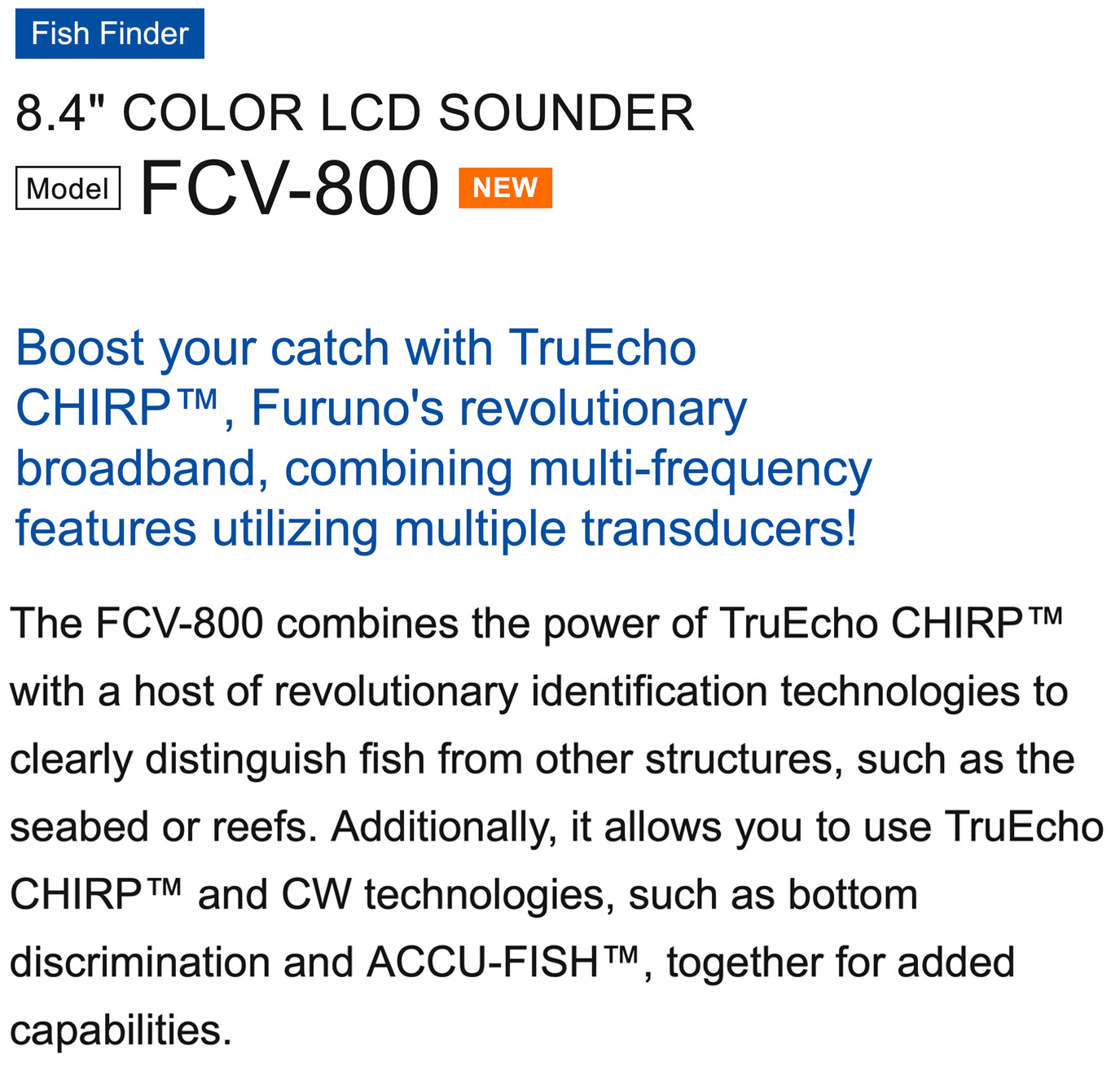 Furuno FCV 800 TruCHIRP Fish Finder