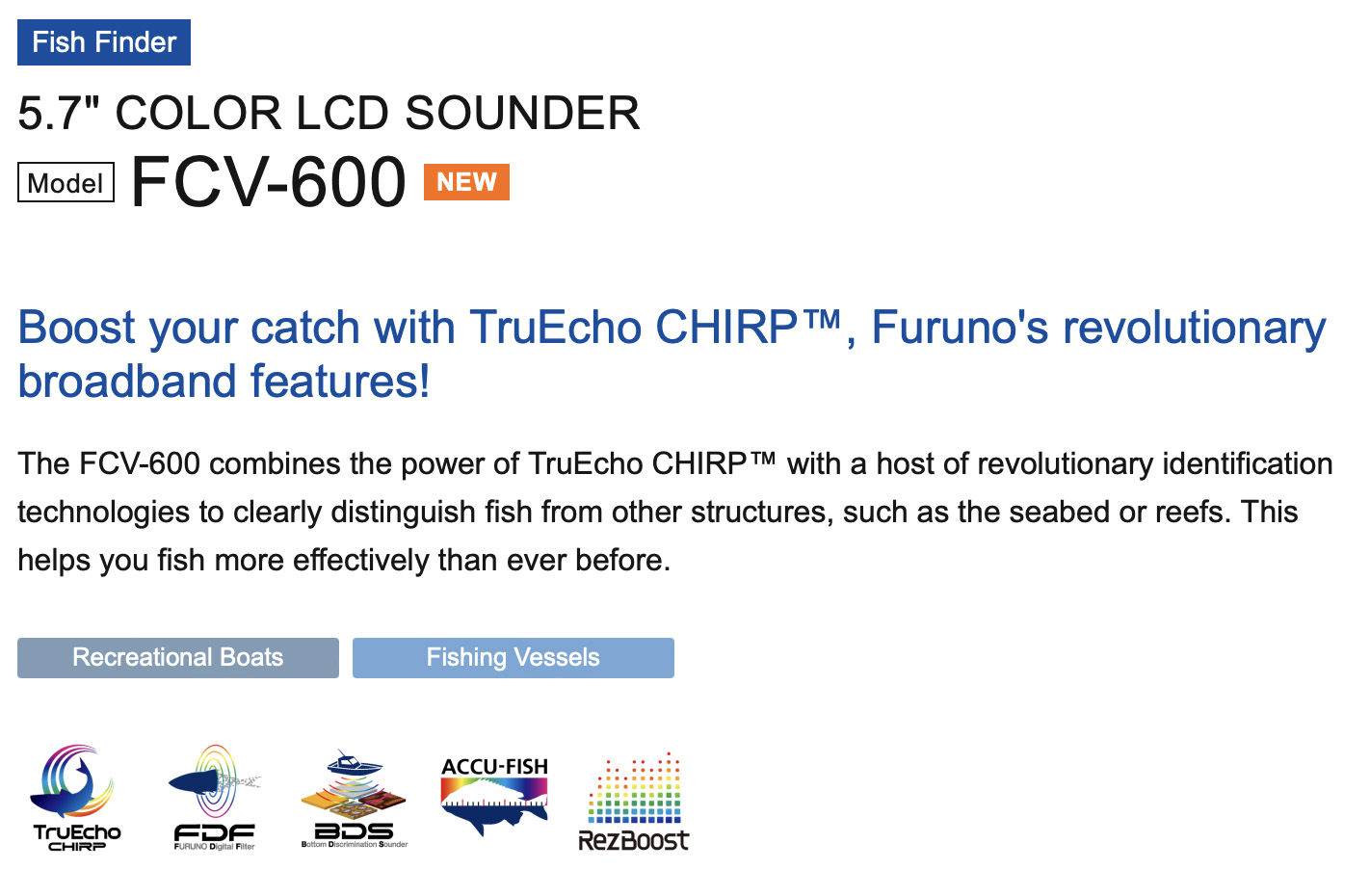 Furuno FCV 600 TruCHIRP Fish Finder