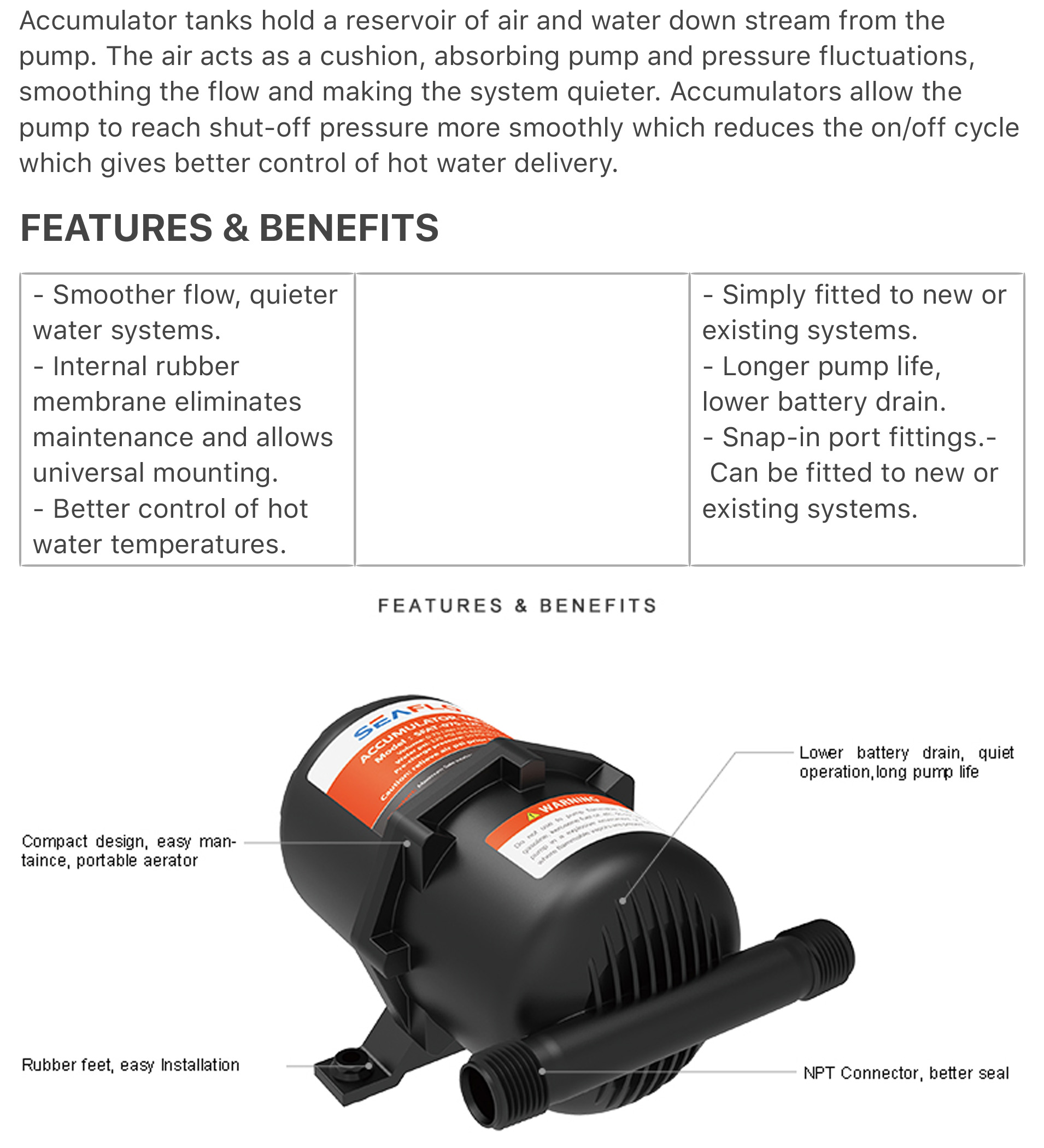 Seaflo Pressure Tank