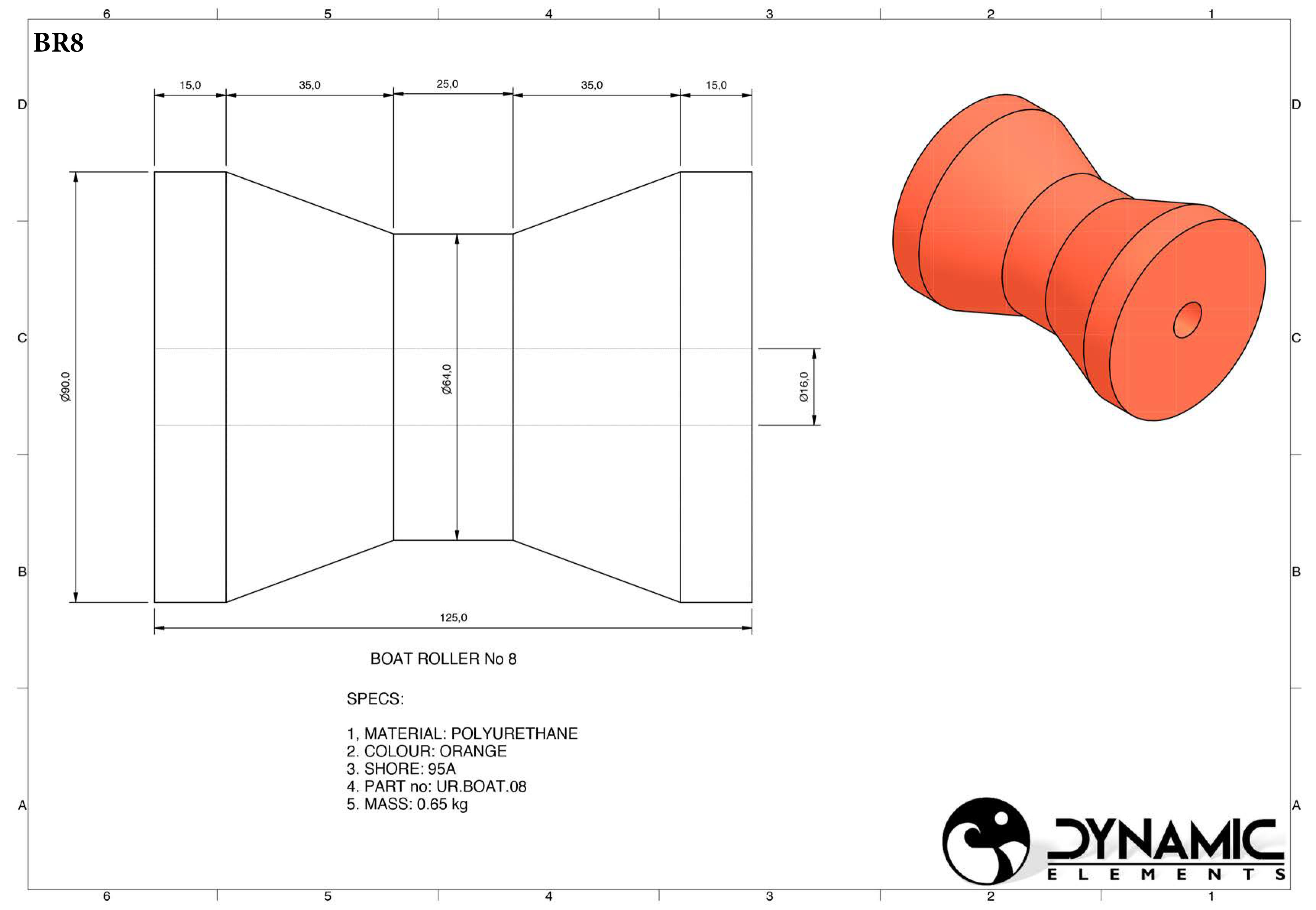 Tuff Boat Roller BR8 Dims