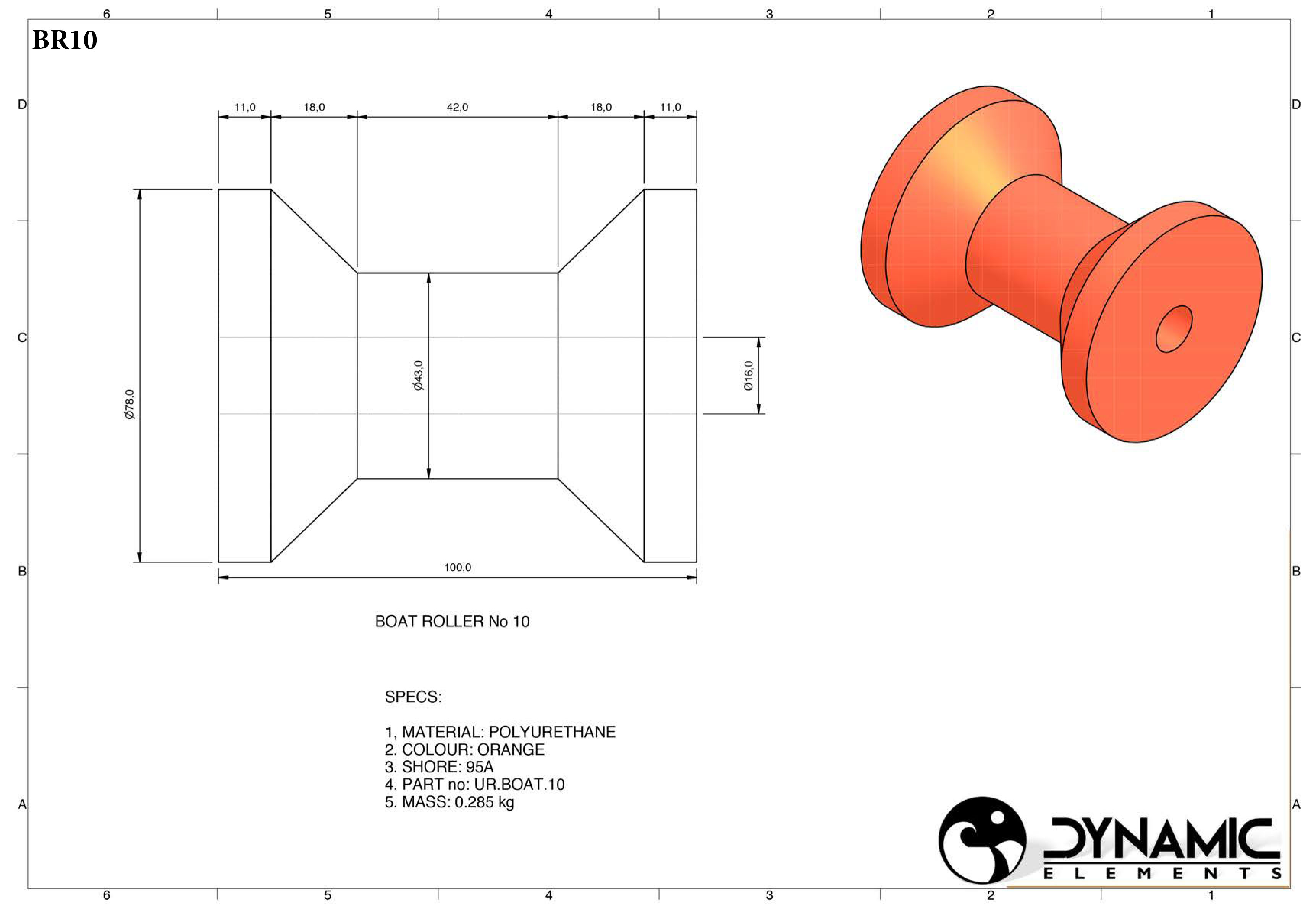 Tuff Boat Roller BR10 dims