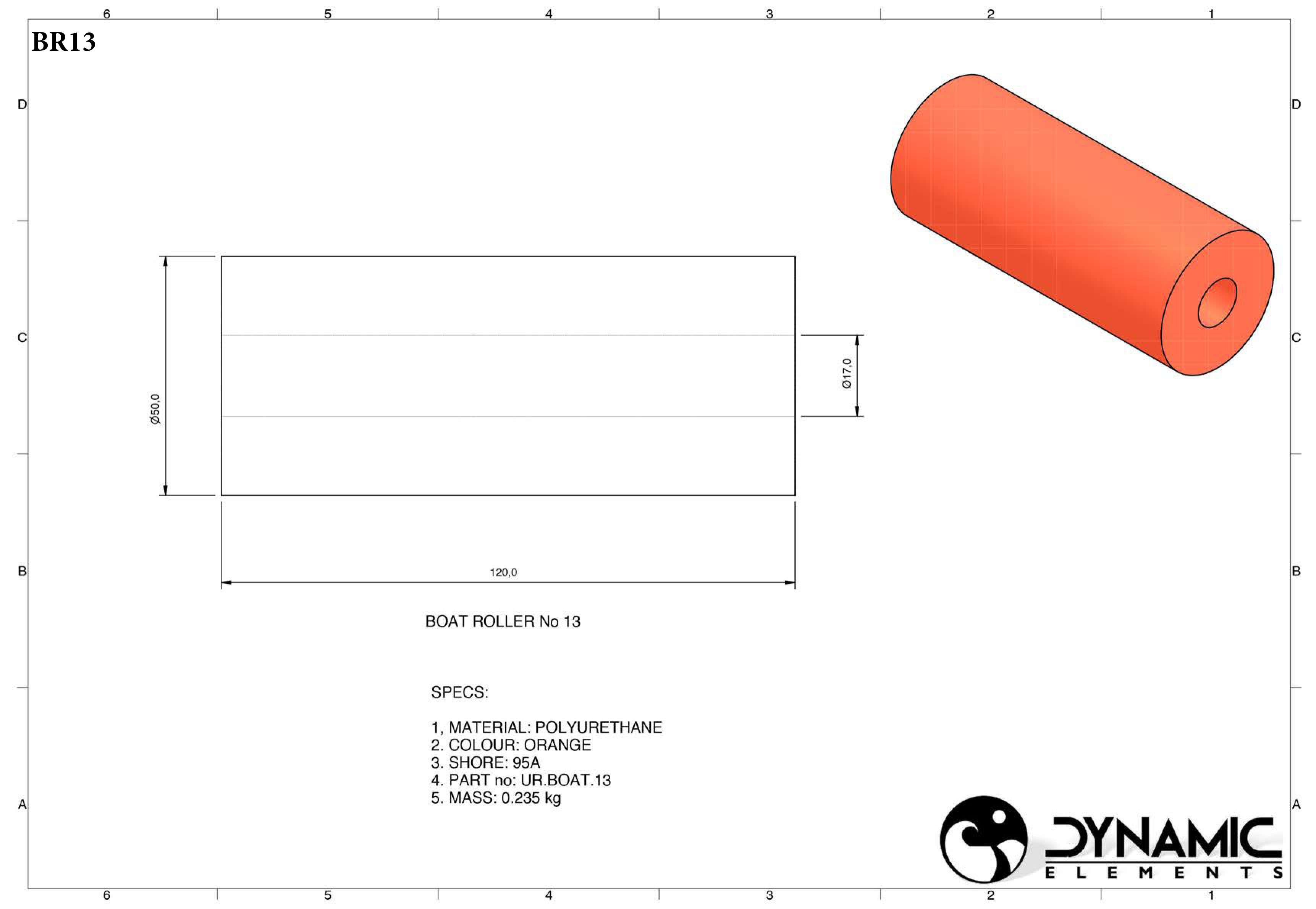Tuff Boat Roller BR13 dims