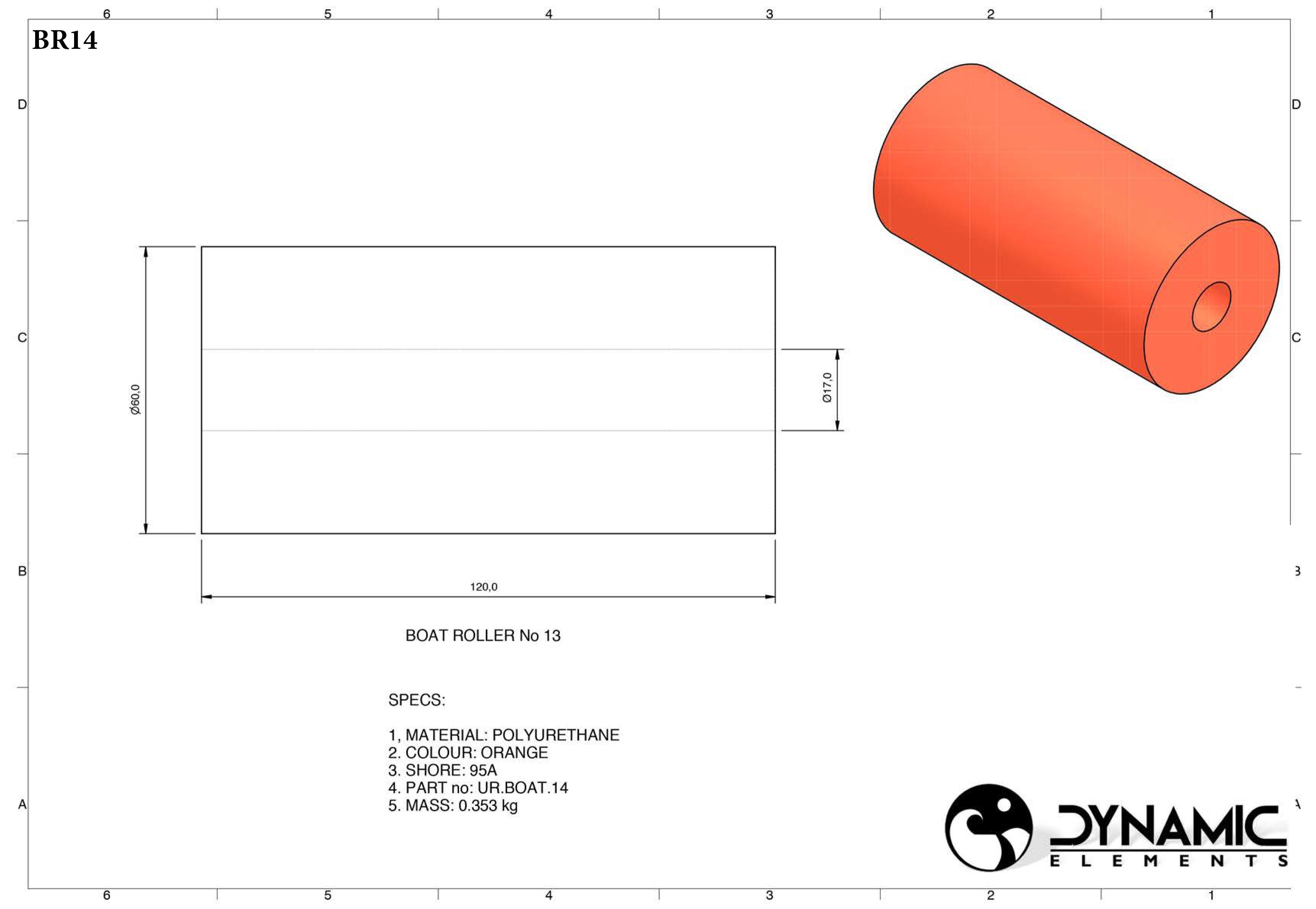 Tuff Boat Roller BR14 dims