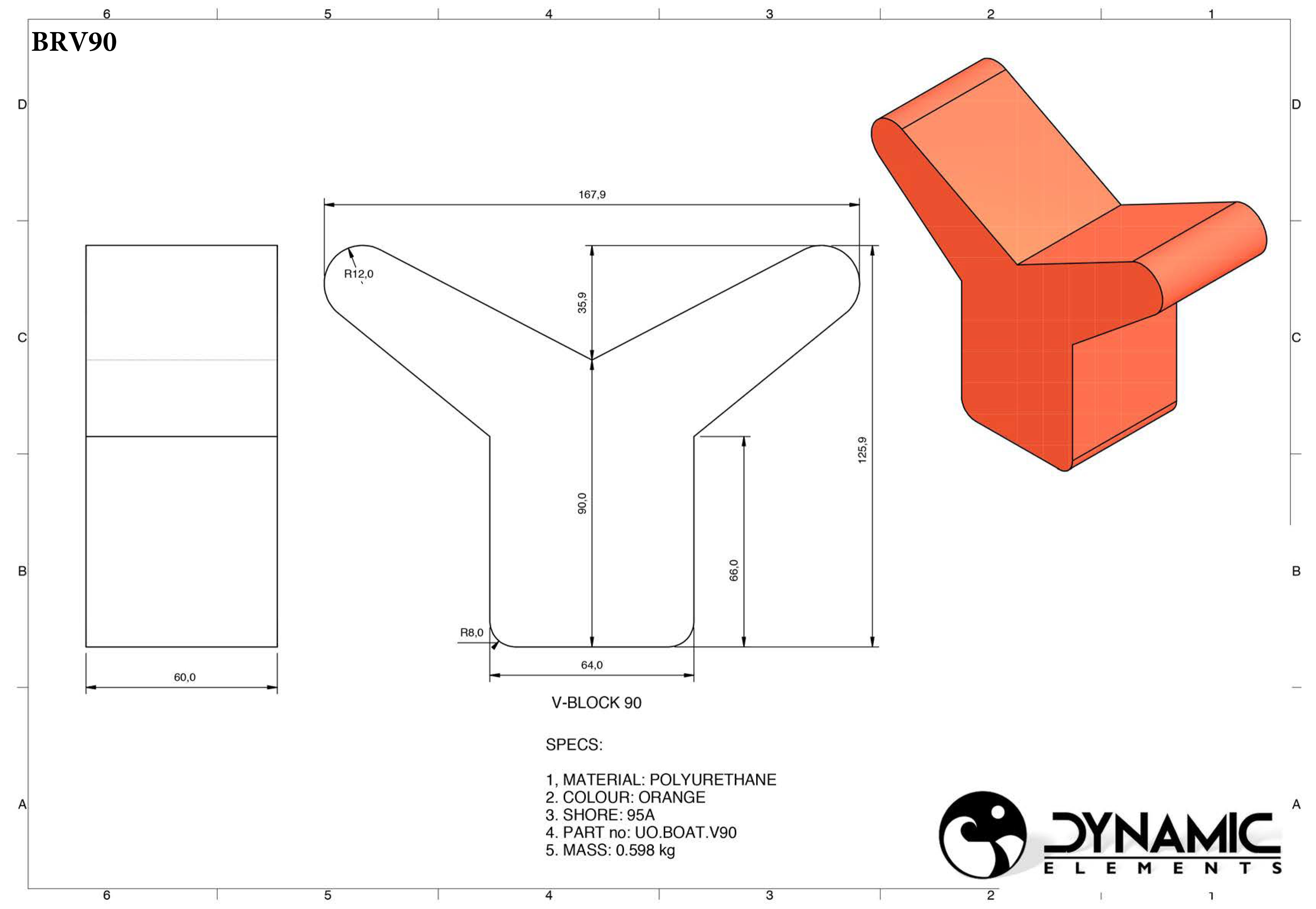 Tuff Boat Roller BRV19 dims