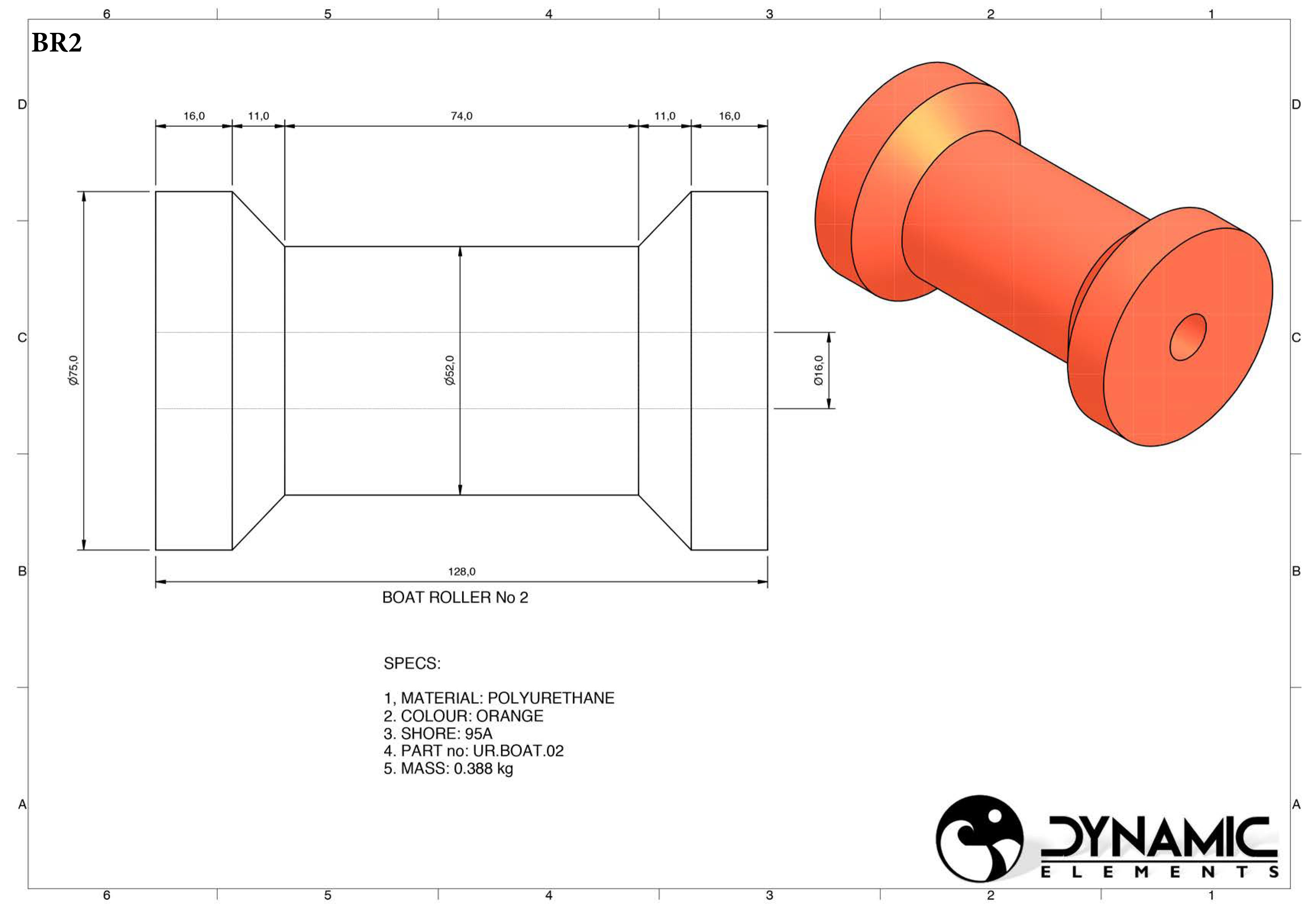 Tuff Boat Roller BR2 Dims