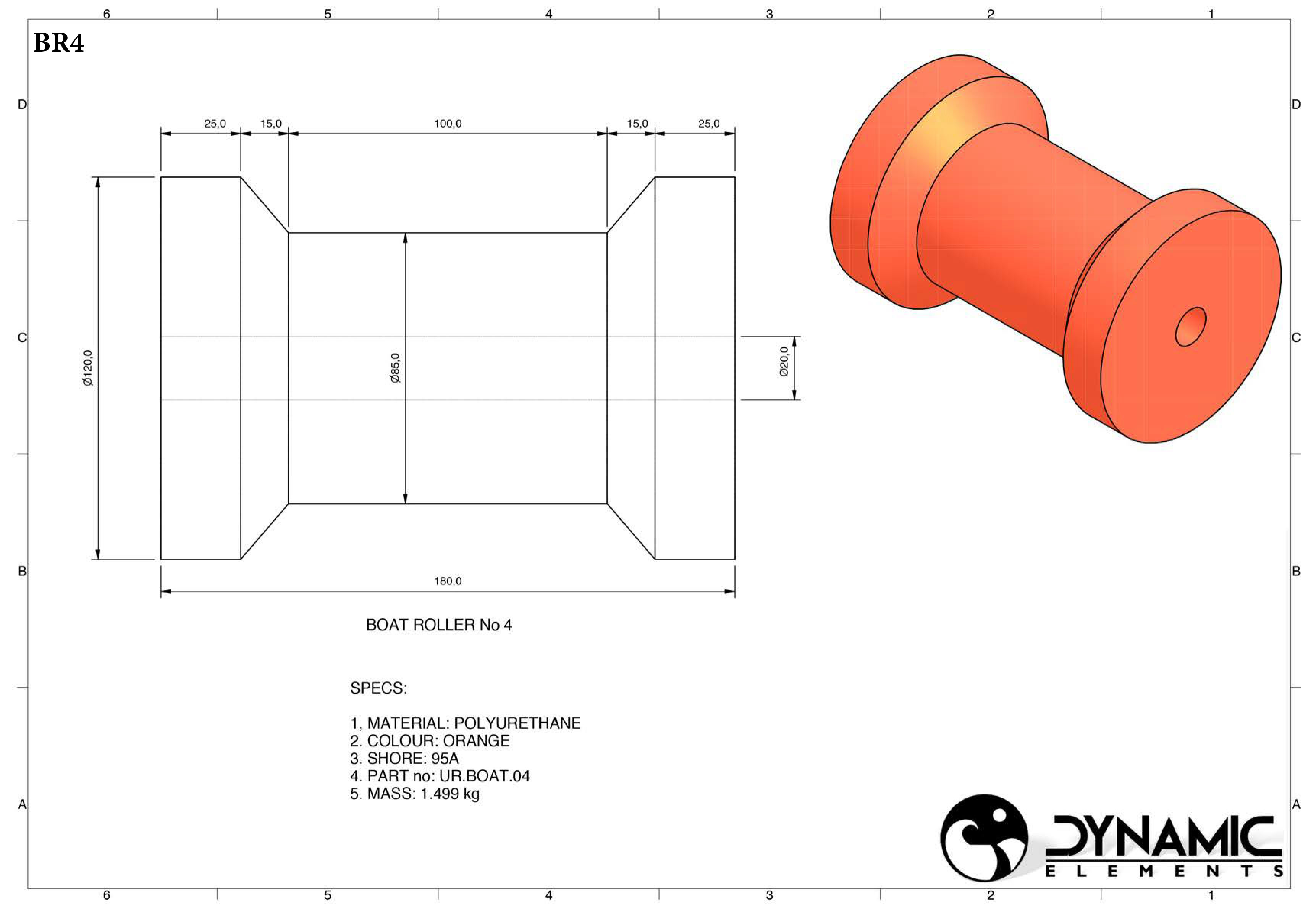 Tuff Boat Roller BR4 Dims