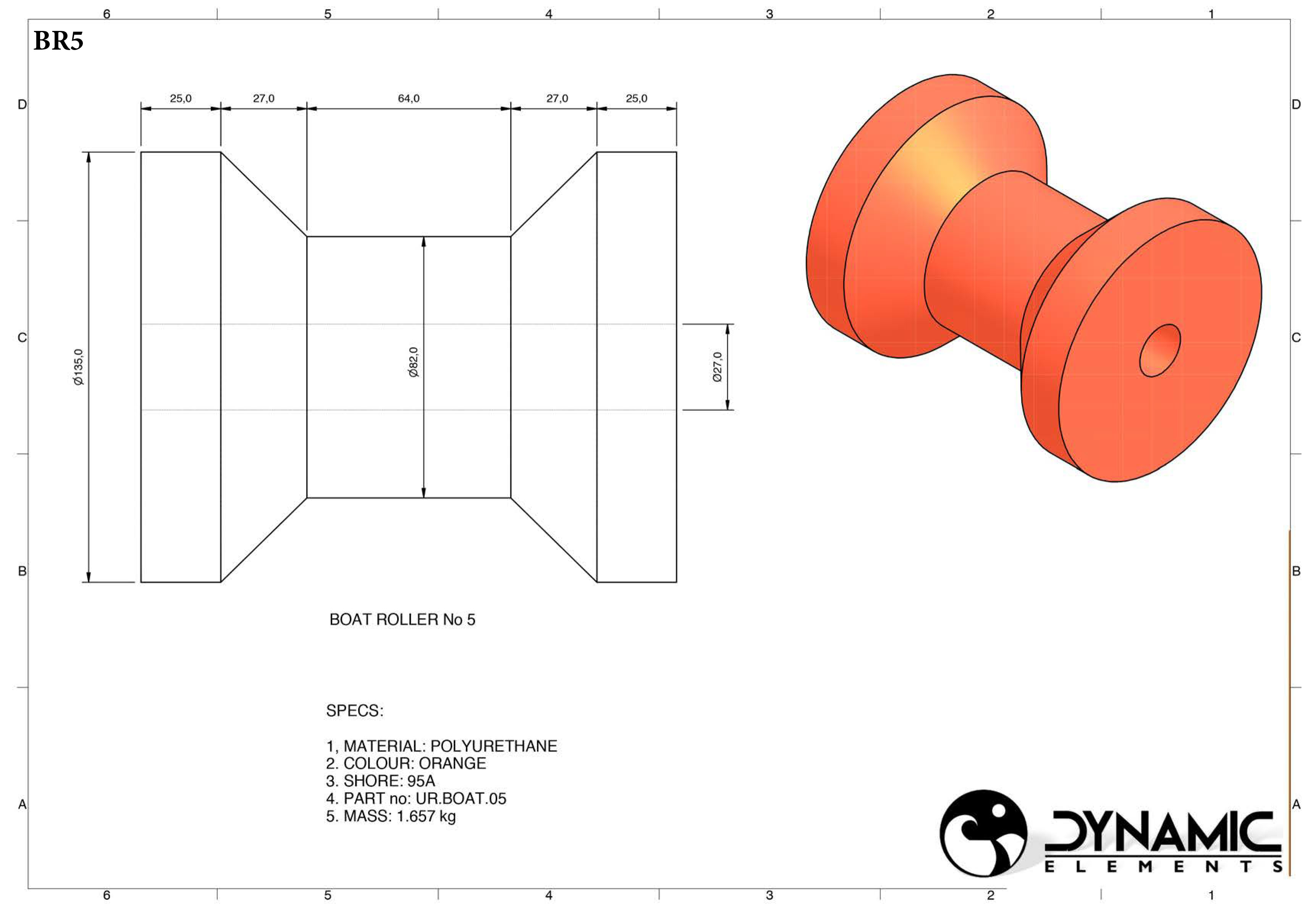 Tuff Boat Roller BR5 dims