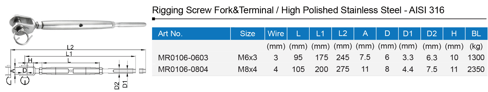 Stainless Steel Turnbuckle Jaw & Swage