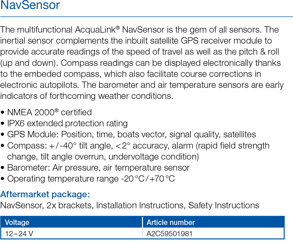 VDO Nav Sensor