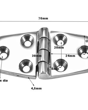 Hinge Equal Door 76 x 38 x 4mm