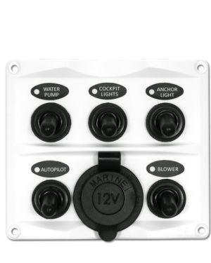 Guardian White Toggle Switch Panel 5P with Cig Lighter Socket