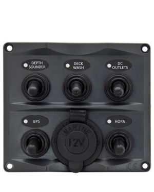 Guardian White Toggle Switch Panel 5P with Cig Lighter Socket