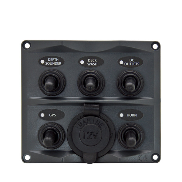 Guardian White Toggle Switch Panel 5P with Cig Lighter Socket