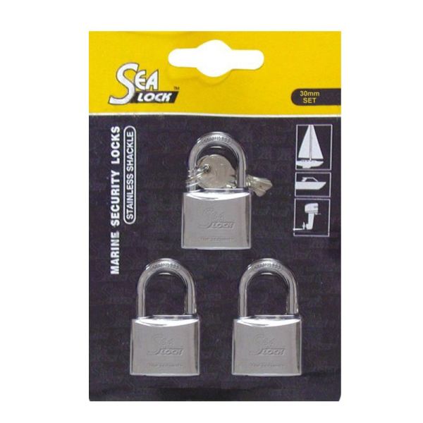 SeaLock Marine Padlock 30mm Key Alike – Set of 3