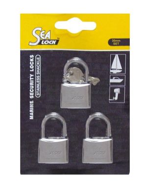 SeaLock Marine Padlock 30mm Key Alike – Set of 3