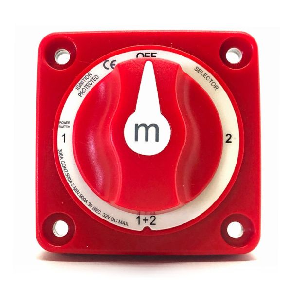 Guardian Battery Selector Switch 1-2-BOTH-OFF (Red) Flush or Surface Mount