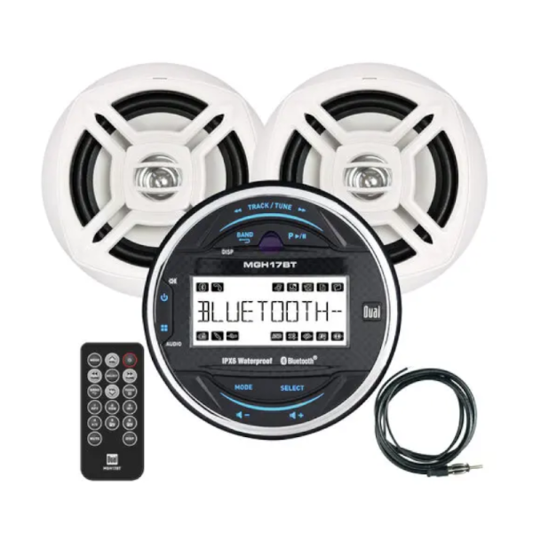 Dual Marine Gauge Media Receiver and Dual Speaker Combo